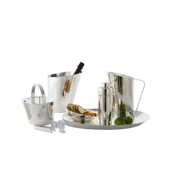 Vie Metal Champagne Bucket by Zanetto | Silver-plated finish | Textured shiny finish | Home Decor and Serveware | 2Jour Concierge, your luxury lifestyle shop