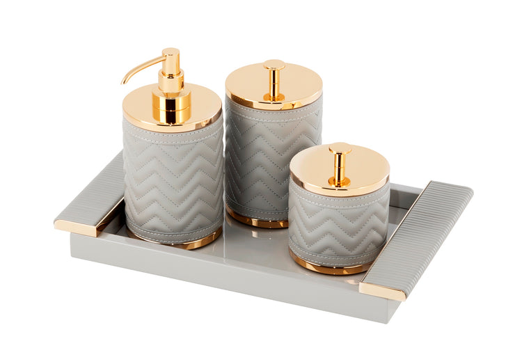 Alghero Herringbone Leather Bathroom Set | Riviere