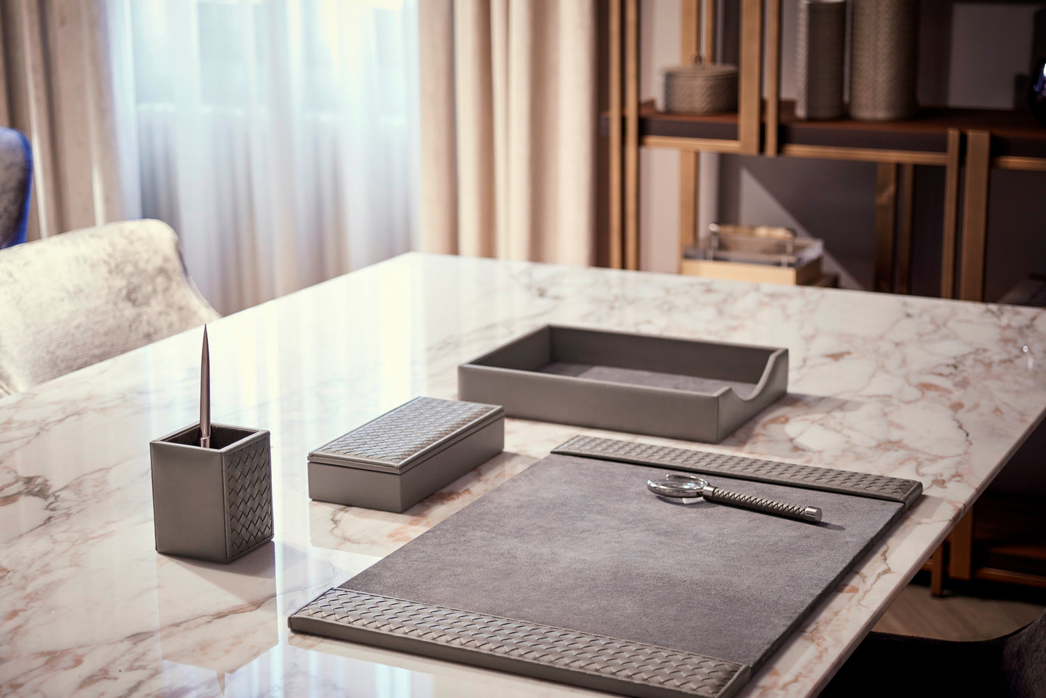 Celio Handwoven Leather Desk Set | Riviere
