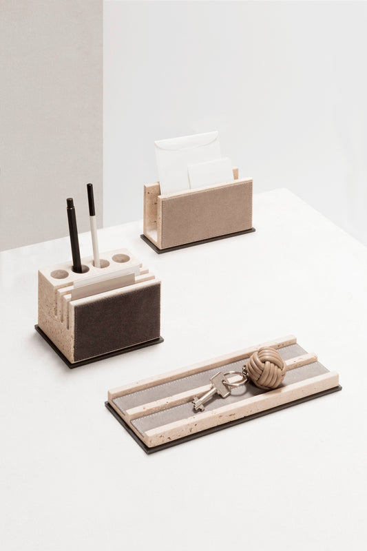 Latina Leather & Marble Desk Set | Giobagnara