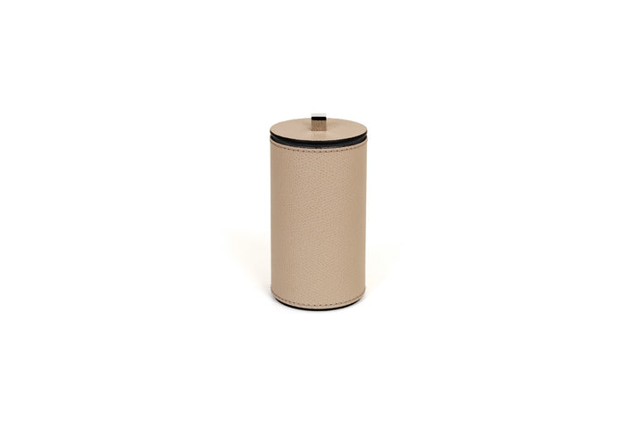 Pinetti | Poseidon Leather-Covered Box with Lid: Leather box with lid in square and round formats, chrome or shiny gold | Bathroom | 2Jour Concierge, your luxury lifestyle shop | luxury bathroom box, leather box with lid, Pinetti bathroom set, Poseidon collection, Italian luxury bathroom, designer vanity box, chrome gold bathroom accessories, premium bathroom organiser
