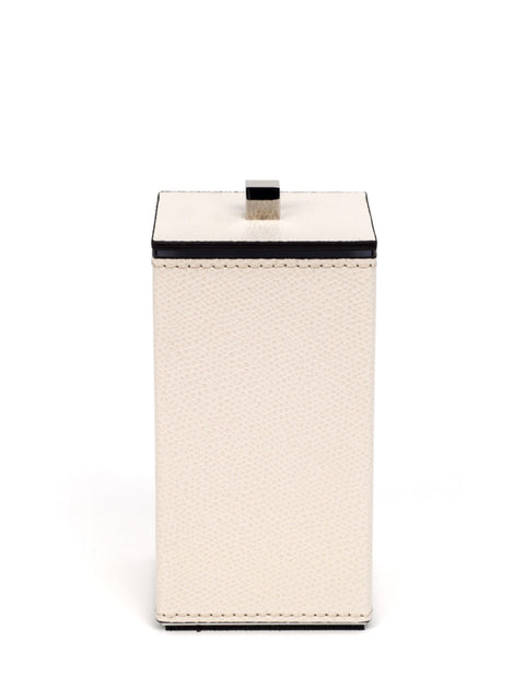 Pinetti | Poseidon Leather-Covered Box with Lid: Leather box with lid in square and round formats, chrome or shiny gold | Bathroom | 2Jour Concierge, your luxury lifestyle shop | luxury bathroom box, leather box with lid, Pinetti bathroom set, Poseidon collection, Italian luxury bathroom, designer vanity box, chrome gold bathroom accessories, premium bathroom organiser