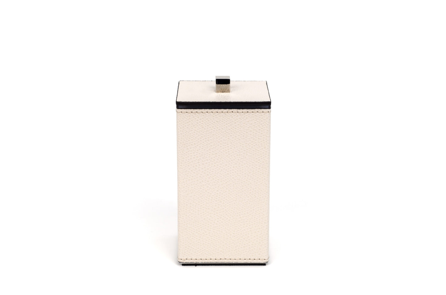 Pinetti | Poseidon Leather-Covered Box with Lid: Leather box with lid in square and round formats, chrome or shiny gold | Bathroom | 2Jour Concierge, your luxury lifestyle shop | luxury bathroom box, leather box with lid, Pinetti bathroom set, Poseidon collection, Italian luxury bathroom, designer vanity box, chrome gold bathroom accessories, premium bathroom organiser
