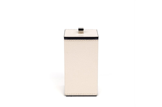Pinetti | Poseidon Leather-Covered Box with Lid: Leather box with lid in square and round formats, chrome or shiny gold | Bathroom | 2Jour Concierge, your luxury lifestyle shop | luxury bathroom box, leather box with lid, Pinetti bathroom set, Poseidon collection, Italian luxury bathroom, designer vanity box, chrome gold bathroom accessories, premium bathroom organiser