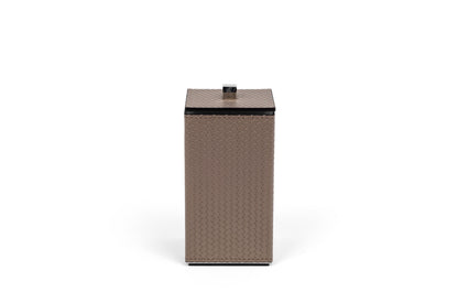 Pinetti | Poseidon Leather-Covered Box with Lid: Leather box with lid in square and round formats, chrome or shiny gold | Bathroom | 2Jour Concierge, your luxury lifestyle shop | luxury bathroom box, leather box with lid, Pinetti bathroom set, Poseidon collection, Italian luxury bathroom, designer vanity box, chrome gold bathroom accessories, premium bathroom organiser