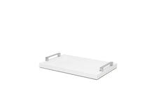 Jupiter Leather-Covered Wood Tray Rectangular w Chrome Metal Handles S