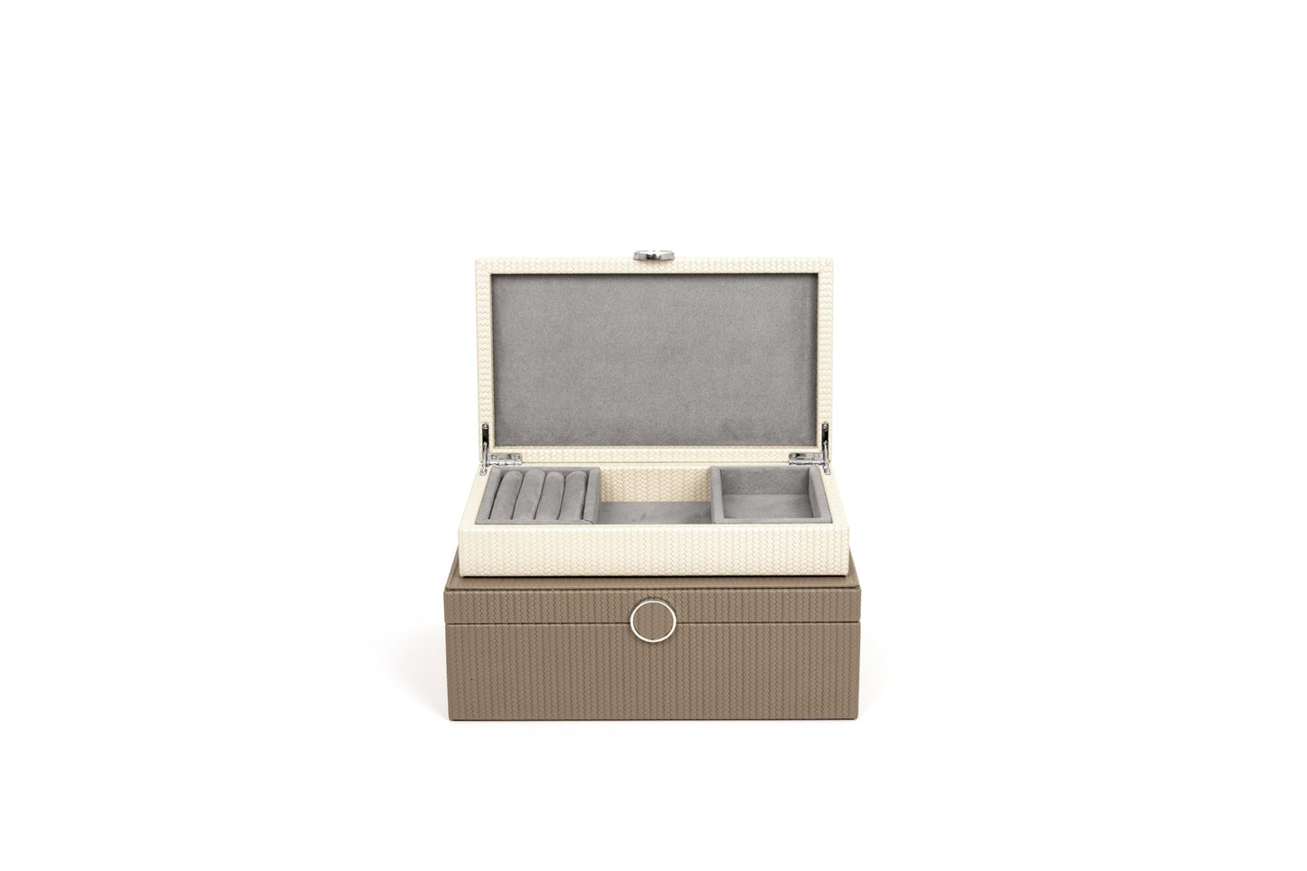 Prestige Leather-Covered Wood Jewellery Box with Suede Lining