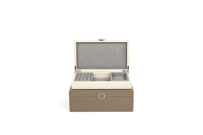 Prestige Leather-Covered Wood Jewellery Box with Suede Lining