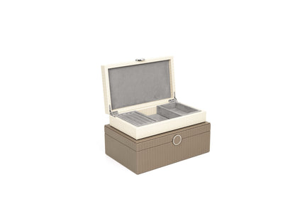 Prestige Leather-Covered Wood Jewellery Box with Suede Lining