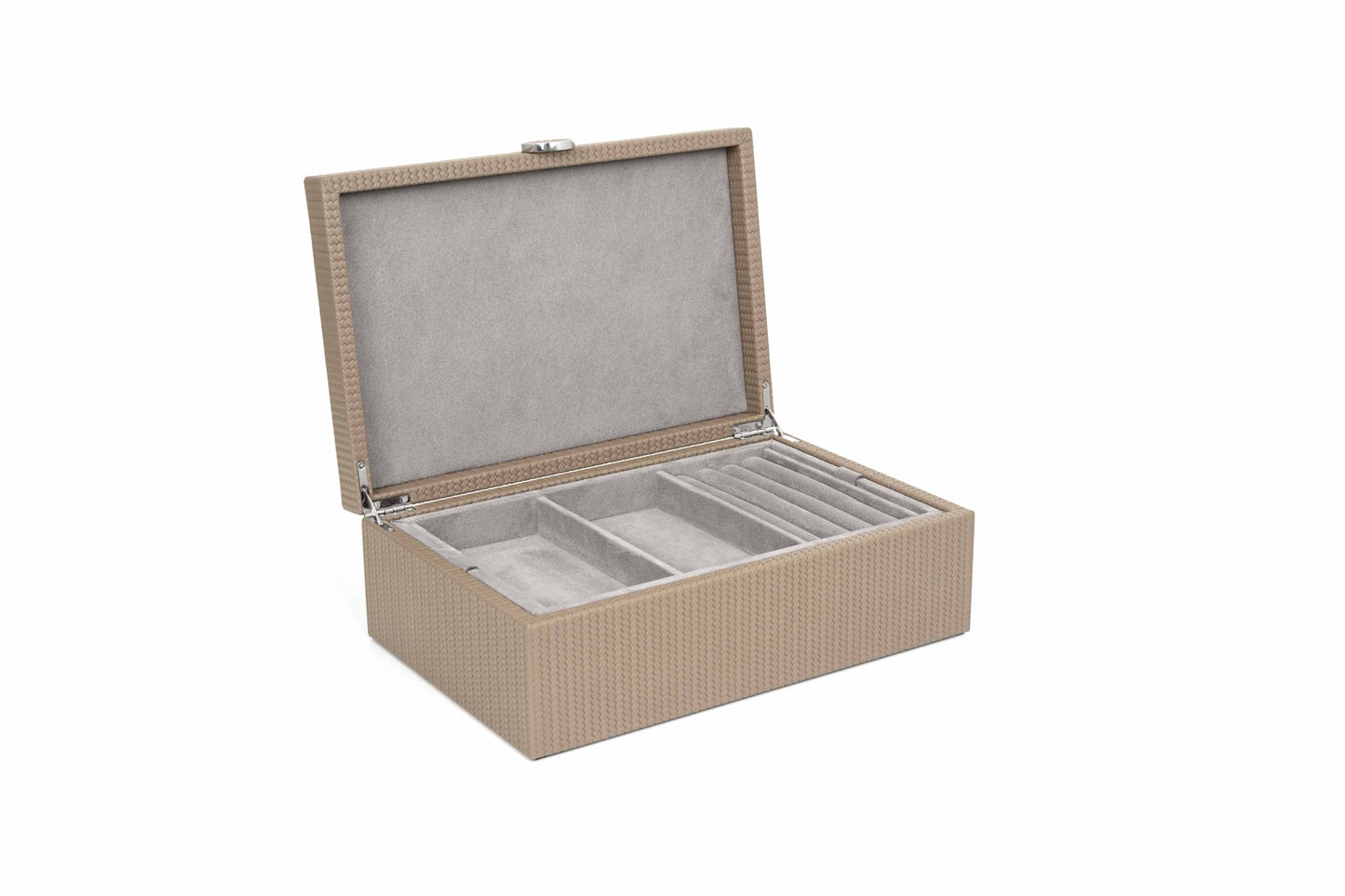 Prestige Leather-Covered Wood Jewellery Box with Suede Lining