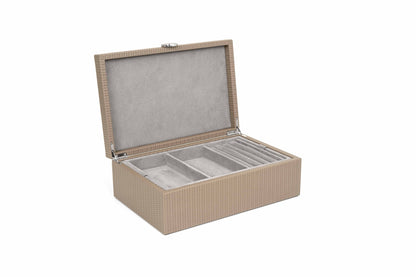 Prestige Leather-Covered Wood Jewellery Box with Suede Lining
