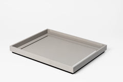 Venere Leather-Covered Wood Tray With Chromed Frame
