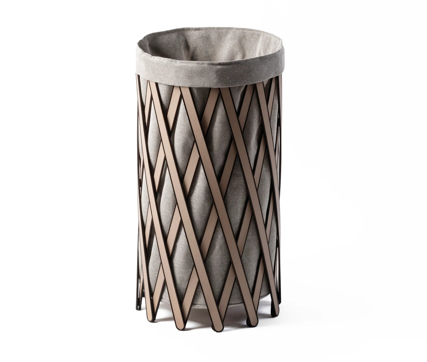 Safari Laundry Basket by Pinetti | Wooden foldable structure covered with leather | Inside fabric in linen and cotton is removable and washable | Designer: Antonio De Marco | Home Organization and Laundry Baskets | 2Jour Concierge, your luxury lifestyle shop