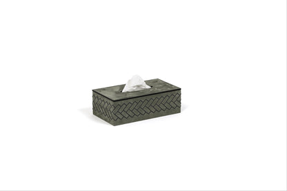 Pinetti Lily | Embroidered Leather Tissue Box: Soft leather construction with tone-on-tone embroidery and magnetic lid closure, available in different shapes | Living Room / Accessories | 2Jour Concierge, your luxury lifestyle shop | luxury interiors, refined living, elegant home accessories, boutique hotels, bathroom décor, yacht décor, office décor, hospitality décor