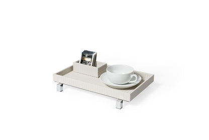 Pinetti | Rialto Leather-Covered Wood Bathroom Tray: Wood bathroom tray covered in leather, medium and small, part of Poseidon set | Bathroom | 2Jour Concierge, your luxury lifestyle shop | luxury bathroom tray, leather vanity tray, Pinetti Rialto Poseidon, Italian luxury bathroom accessories, designer bathroom tray, wood leather bathroom organiser, satin gold bathroom tray