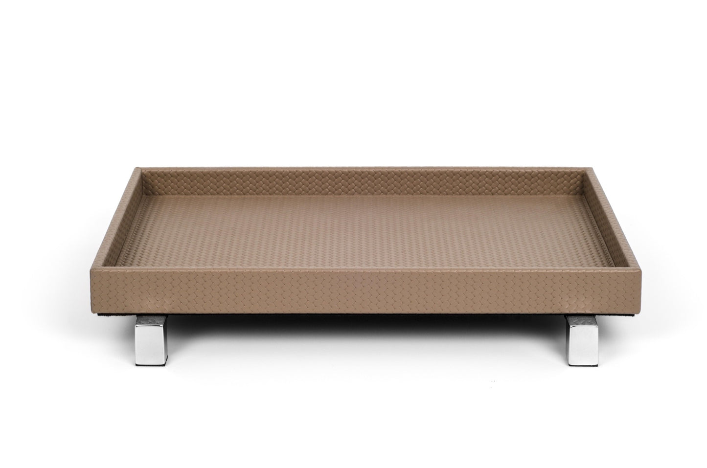 Pinetti | Rialto Leather-Covered Wood Bathroom Tray: Wood bathroom tray covered in leather, medium and small, part of Poseidon set | Bathroom | 2Jour Concierge, your luxury lifestyle shop | luxury bathroom tray, leather vanity tray, Pinetti Rialto Poseidon, Italian luxury bathroom accessories, designer bathroom tray, wood leather bathroom organiser, satin gold bathroom tray