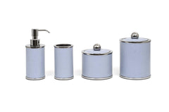 Olimpia Leather-Covered Chrome Brass Toothbrush Holder Round