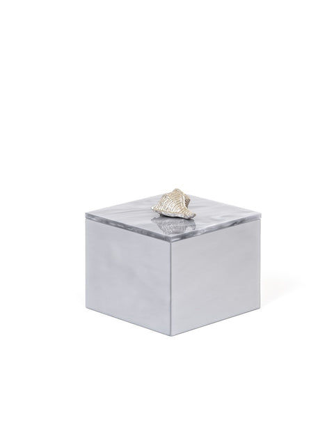 Pinetti Bea square box | Part of the Bea bathroom set | Made in resin, available in cream, taupe, coffee, and light grey | Chrome or gold finish | A stylish storage solution for small bathroom essentials | Bathroom storage | 2Jour Concierge, your luxury lifestyle shop