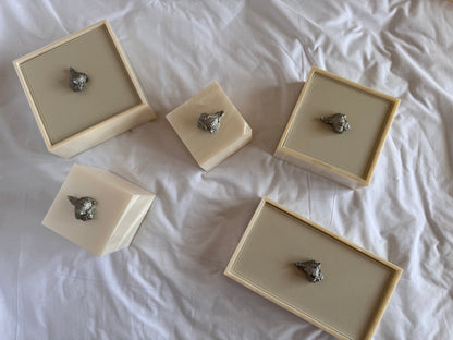 Bea Resin Box, Square L With Lid and Leather Insert