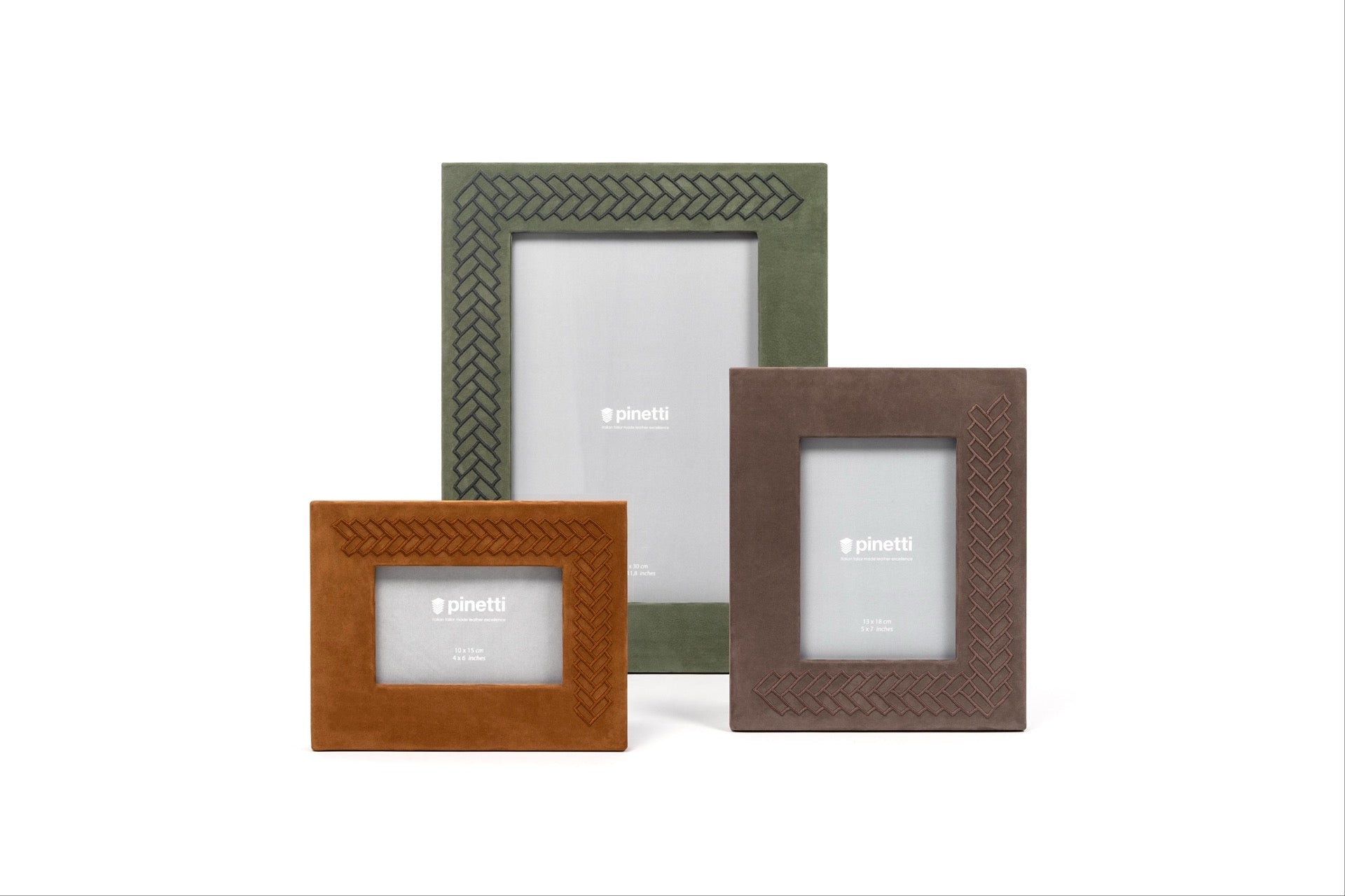 Pinetti Lily | Nubuck Leather Picture Frame: Soft nubuck leather frame with tone-on-tone embroidered border, available in multiple sizes for refined photo display | Living Room / Photo Frames | 2Jour Concierge, your luxury lifestyle shop | luxury interiors, refined living, elegant home accessories, boutique hotels, desk décor, library décor, yacht décor, office décor, hospitality décor