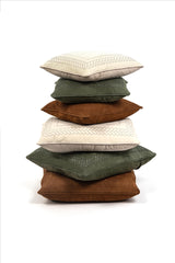 Lily Nubuck Leather Pillow with Tone-on-Tone Embroidery