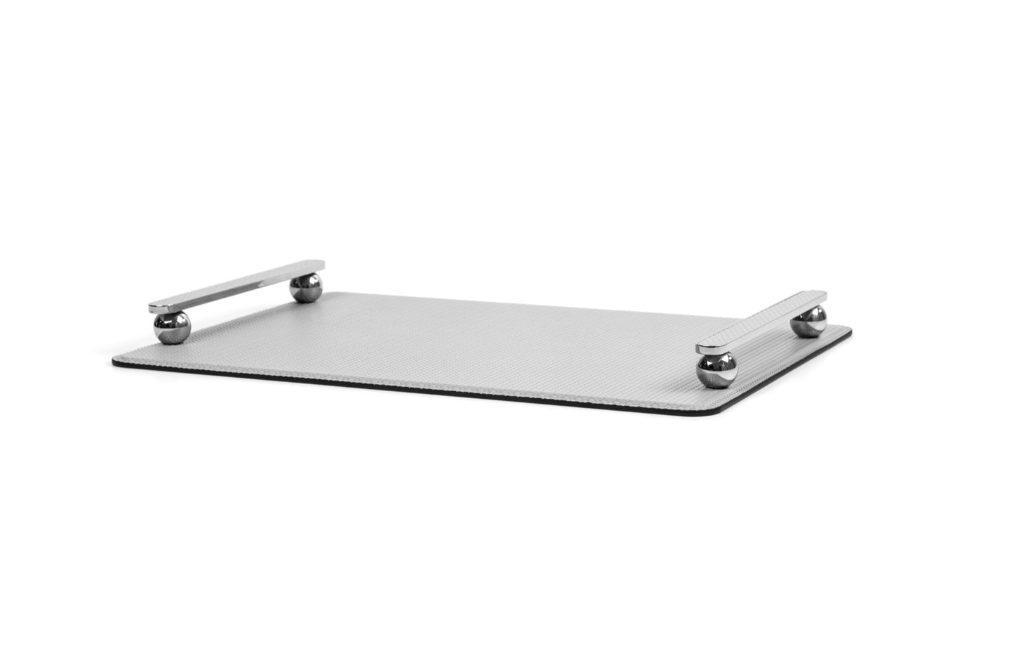 Pamphili Leather-Covered Tray with Metal Handles