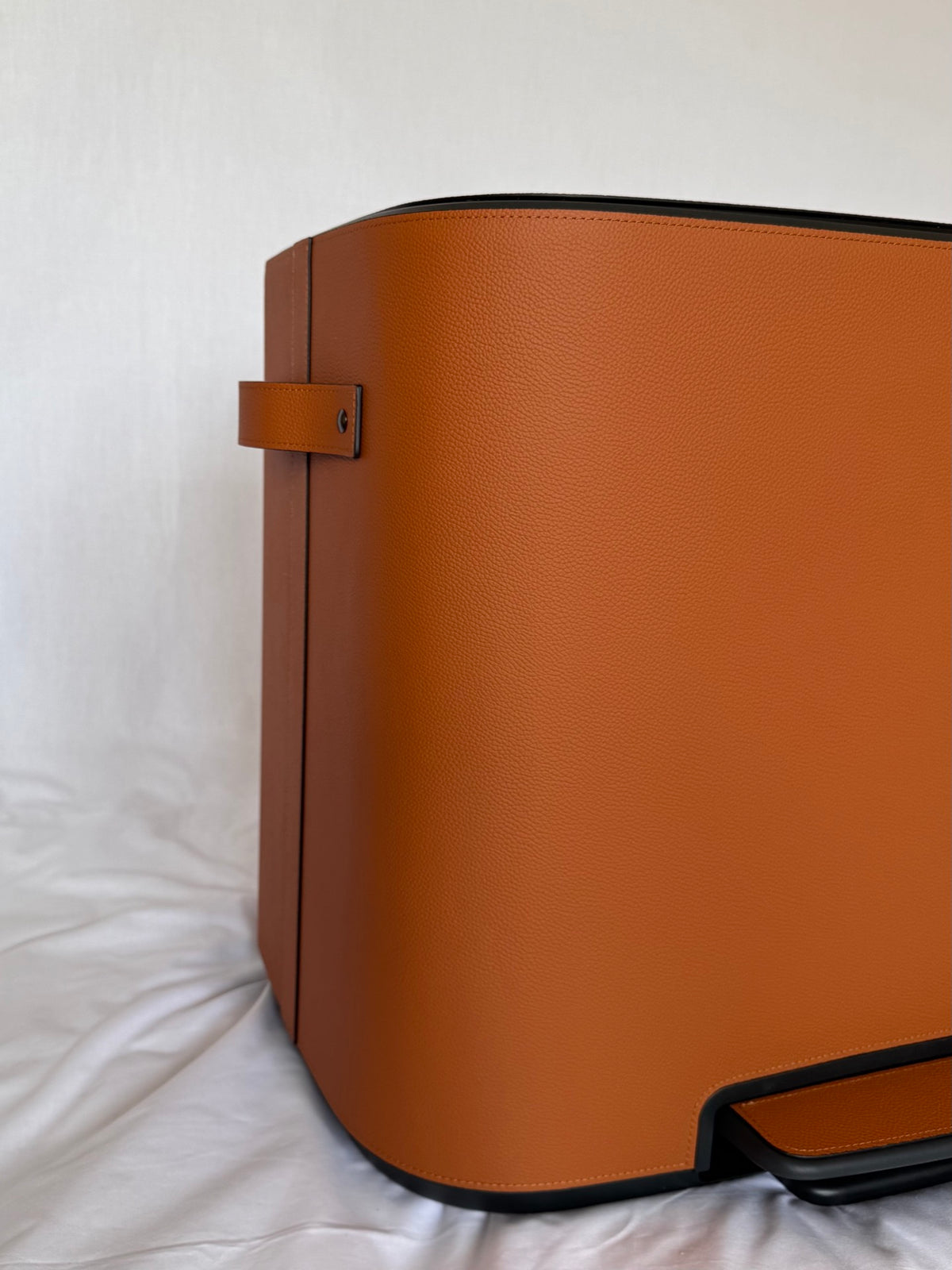 Leather-Covered Metal Pedal Bin, Double with Soft-Close Lid