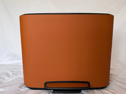 Leather-Covered Metal Pedal Bin, Double with Soft-Close Lid