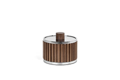 Woody Wood Bathroom Box / Cotton Pad Holder, Round with Metal Details