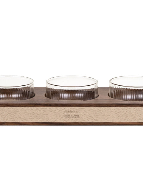 Pinetti | Adamante Appetizer Set: diamond-pattern elongated serving piece | Serving Accessories | 2Jour Concierge, your luxury lifestyle shop | Pinetti appetizer set, Adamante serving piece, luxury tableware, Italian designer serving accessories