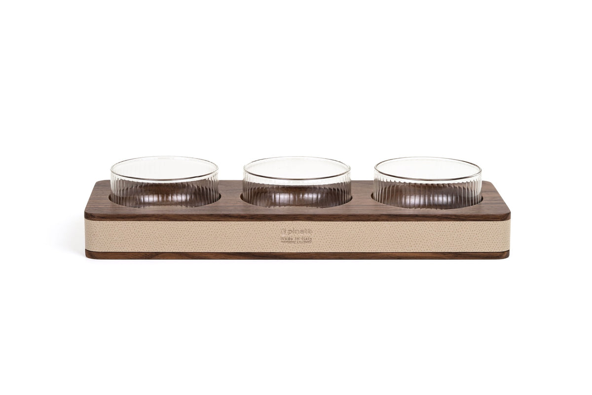 Pinetti | Adamante Appetizer Set: diamond-pattern elongated serving piece | Serving Accessories | 2Jour Concierge, your luxury lifestyle shop | Pinetti appetizer set, Adamante serving piece, luxury tableware, Italian designer serving accessories