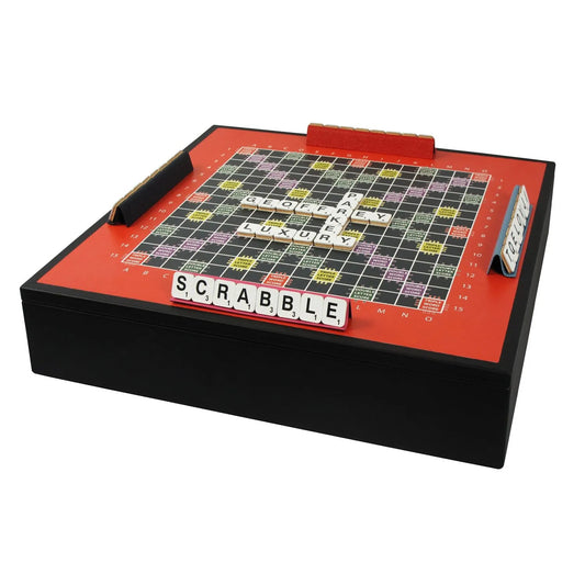 Geoffrey Parker Leather Scrabble Set with Straight Plinth | Elegant Word Games, Classic Board Games & Gift Items | 2Jour Concierge, #1 luxury high-end gift & lifestyle shop