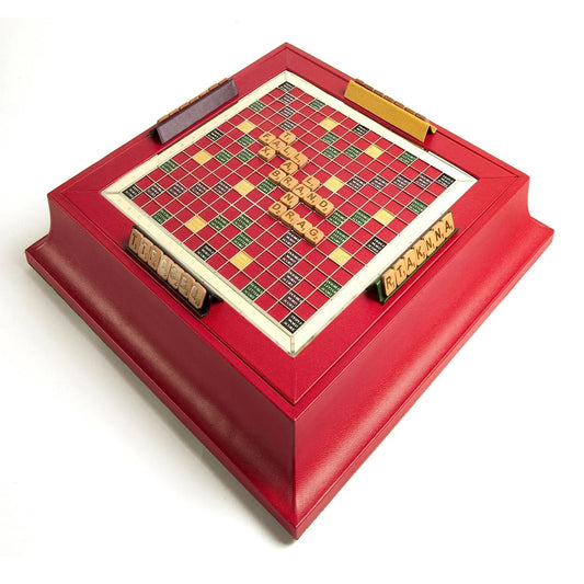 Geoffrey Parker Leather Scrabble Set with Scallop Plinth | Elegant Word Games, Classic Board Games & Gift Items | 2Jour Concierge, #1 luxury high-end gift & lifestyle shop
