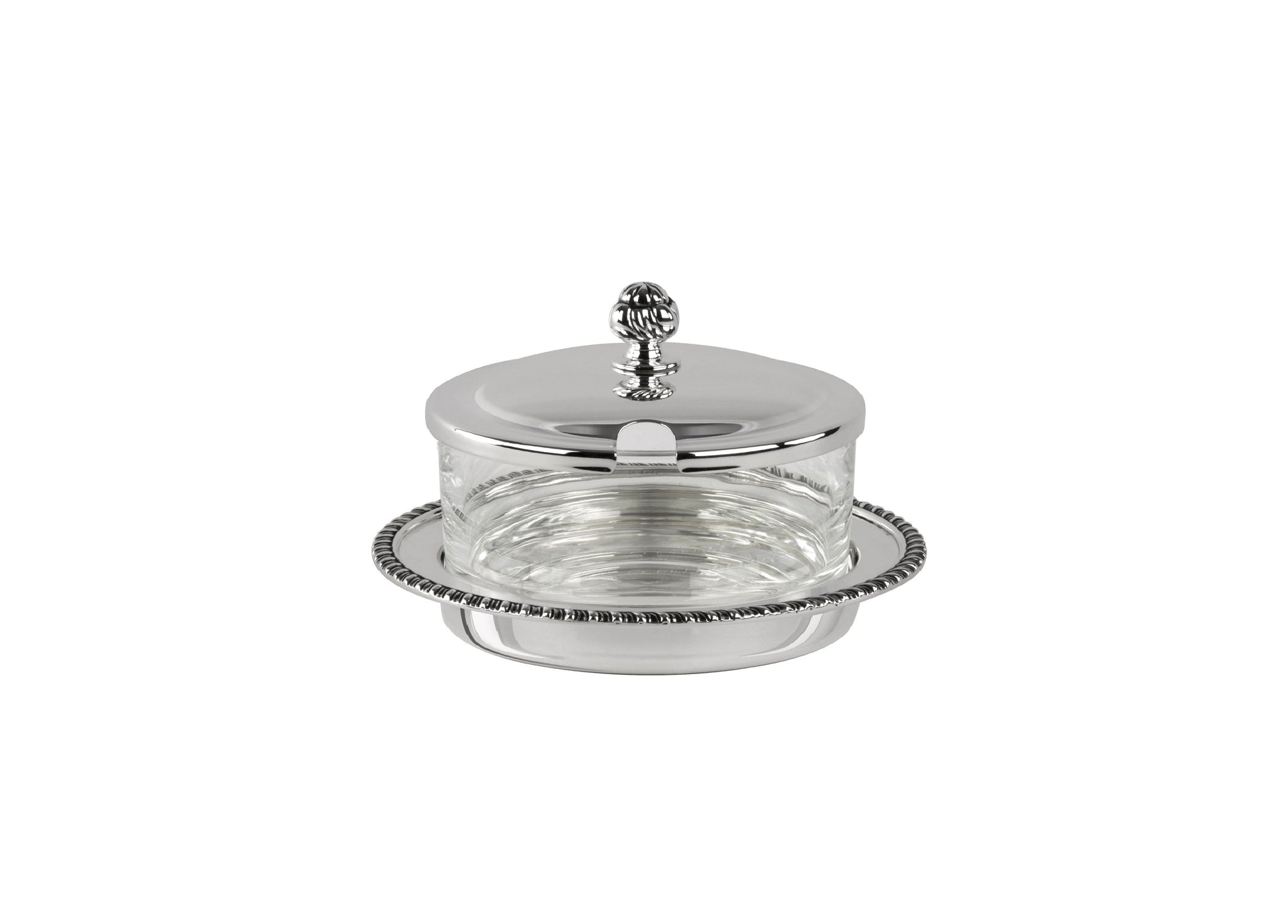 Zanetto Regina Anna | Sauce-Cheese Dish: Silver-plated metal with crystal glass and smooth, shiny finish, ideal for serving sauces and cheeses elegantly | Tableware & Serveware / Sauce & Cheese Dishes | 2Jour Concierge, your luxury lifestyle shop