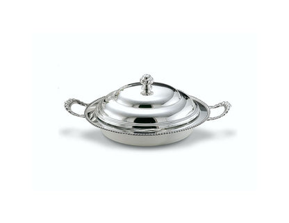 Regina Anna Silver-Plated Dish Container, Round with Pyrex Glass
