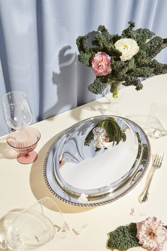 Regina Anna Silver-Plated Dish Container, Round with Pyrex Glass