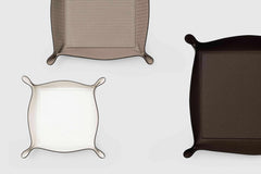 Leather Trinket | Valet Tray With Semi-Hidden Fasteners Square Medium
