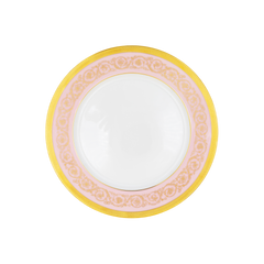 Ambassade Color Limoges Porcelain Dinner Plate with Ornamental Border Motif & Smooth Glazed Finish