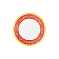 Ambassade Color Limoges Porcelain Dessert Plate with Ornamental Border Motif & Smooth Glazed Finish