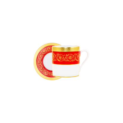 Haviland Parlon Ambassade | Large Coffee Cup & Saucer: Fine Limoges porcelain with ornamental border motif and smooth, glazed finish, ideal for generous coffee servings or long beverages | Tableware & Serveware / Cups & Mugs | 2Jour Concierge, your luxury lifestyle shop