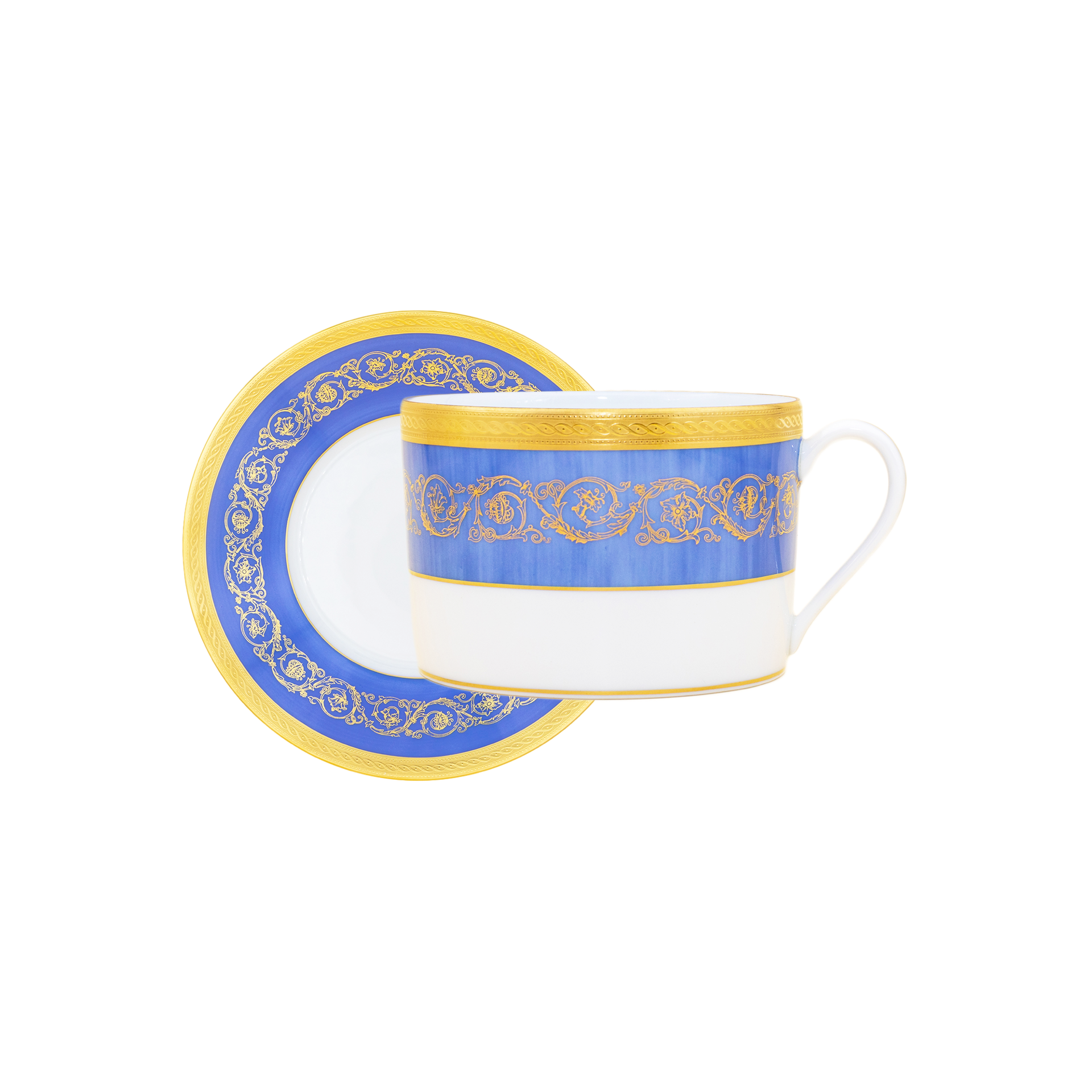 Haviland Parlon Ambassade | Breakfast Cup & Saucer: Fine Limoges porcelain with ornamental border motif and smooth, glazed finish, perfect for morning tea, coffee, or hot chocolate | Tableware & Serveware / Cups & Mugs | 2Jour Concierge, your luxury lifestyle shop