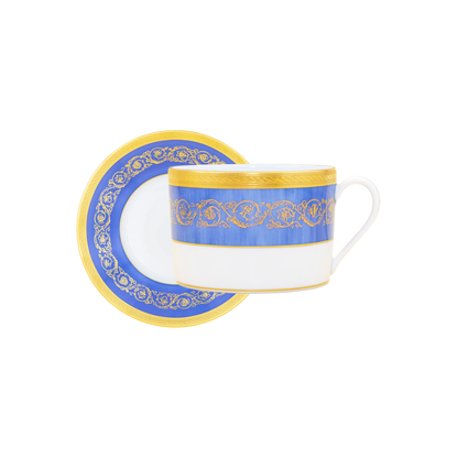 Haviland Parlon Ambassade | Breakfast Cup & Saucer: Fine Limoges porcelain with ornamental border motif and smooth, glazed finish, perfect for morning tea, coffee, or hot chocolate | Tableware & Serveware / Cups & Mugs | 2Jour Concierge, your luxury lifestyle shop