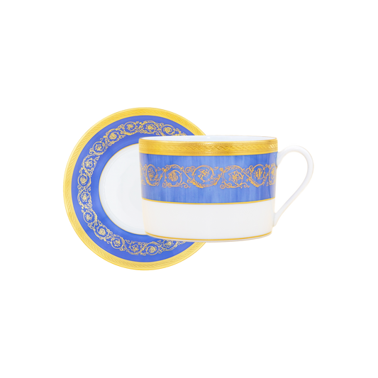 Haviland Parlon Ambassade | Breakfast Cup & Saucer: Fine Limoges porcelain with ornamental border motif and smooth, glazed finish, perfect for morning tea, coffee, or hot chocolate | Tableware & Serveware / Cups & Mugs | 2Jour Concierge, your luxury lifestyle shop