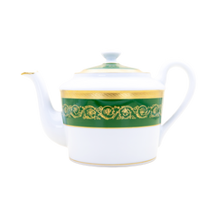 Ambassade Color Limoges Porcelain Coffee/Tea Pot with Ornamental Border Motif & Smooth Glazed Finish
