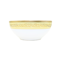 Ambassade Color Limoges Porcelain Salad Bowl with Ornamental Border Motif & Smooth Glazed Finish