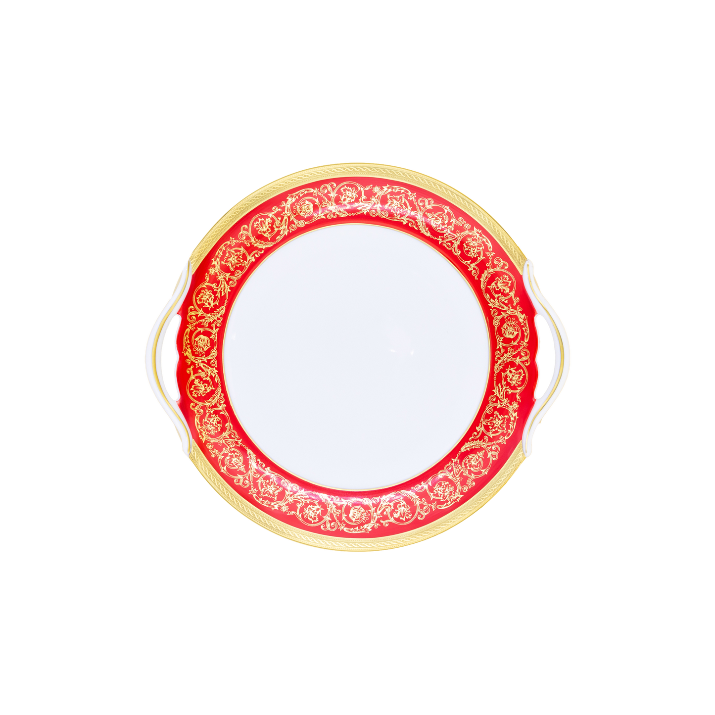 Haviland Parlon Ambassade | Round Cake Dish: Fine Limoges porcelain with ornamental border motif and smooth, glazed finish, ideal for serving cakes, pastries, or tarts with refined presentation | Tableware & Serveware / Serving Dishes | 2Jour Concierge, your luxury lifestyle shop**