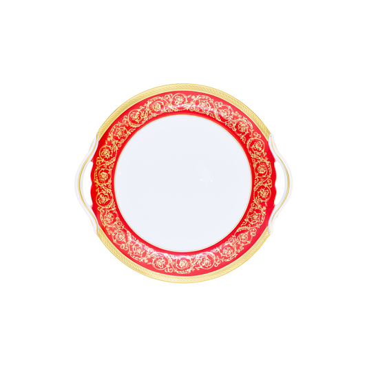 Haviland Parlon Ambassade | Round Cake Dish: Fine Limoges porcelain with ornamental border motif and smooth, glazed finish, ideal for serving cakes, pastries, or tarts with refined presentation | Tableware & Serveware / Serving Dishes | 2Jour Concierge, your luxury lifestyle shop**