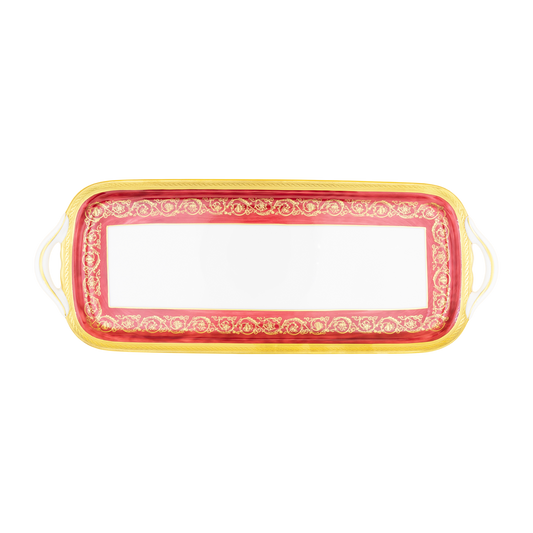 Haviland Parlon Ambassade | Rectangular Cake Dish: Fine Limoges porcelain with ornamental border motif and smooth, glazed finish, perfect for presenting sliced cakes, pastries, or tea-time selections | Tableware & Serveware / Serving Dishes | 2Jour Concierge, your luxury lifestyle shop**