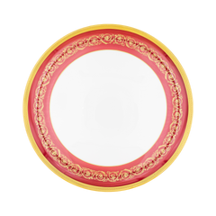 Ambassade Color Limoges Porcelain Flat Tart Dish, Round with Ornamental Border Motif & Smooth Glazed Finish