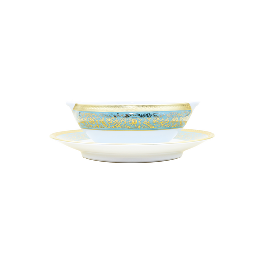 Haviland Parlon Ambassade | Gravy Boat: Fine Limoges porcelain with ornamental border motif and smooth, glazed finish, ideal for sauces, jus, or gravies at an elegant table setting | Tableware & Serveware / Serving Dishes | 2Jour Concierge, your luxury lifestyle shop**